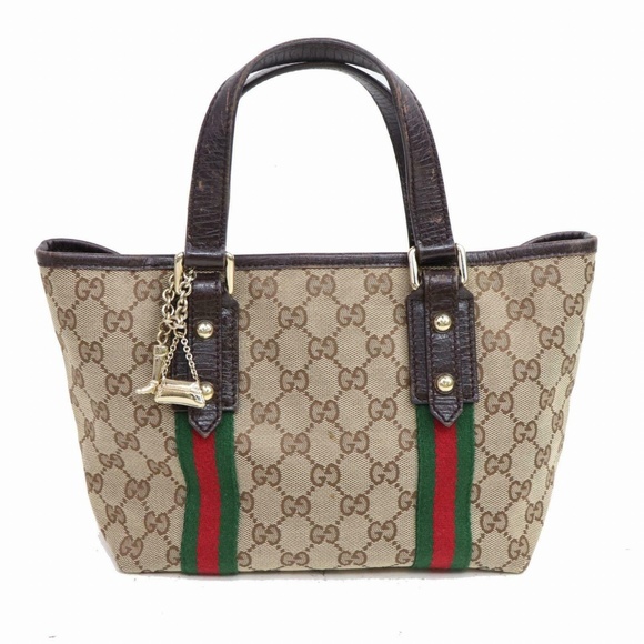Gucci Handbags - Auth Gucci Light Brown Canvas Hand Bag #861G13